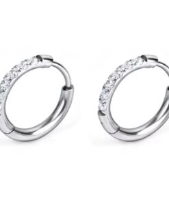 Diamond Hoop Pierced Earrings Silver (10mm)